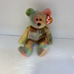 Ty Multicolor Peace Symbol Bear Plush ventage 1996
